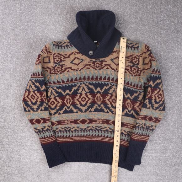 Schott Bros Henley Aztec Chucky Knit Hand Crafted Medium Multicolor Sweater - Picture 3 of 9